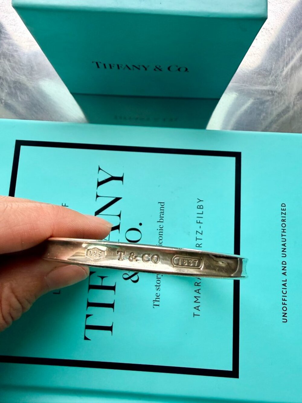 Vintage 1997 Tiffany & Co. 1837 Narrow Bangle Bracelet Oval Sterling Silver - Picture 3 of 9